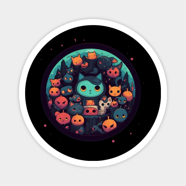 Kawaii Cats Halloween, Cat Lover Magnet by logiamerch